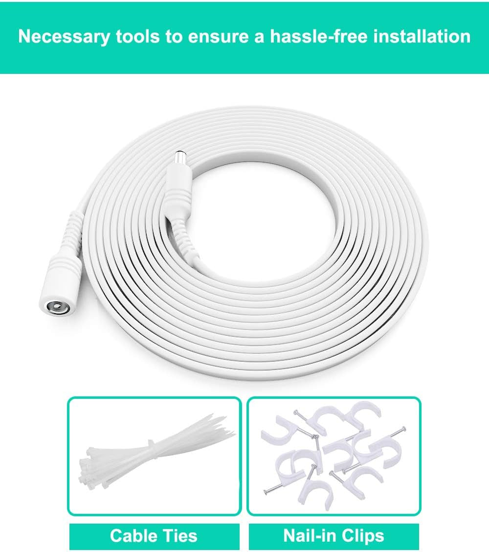 12V DC Extension Cable 30Ft 2Pack,Flat 5.5Mm X 2.1Mm 22 AWG Power Supply Extended Cord,5521 12 Volt Female to Male Barrel Plug Extender Adapter Lead for CCTV Security Camera,Eufy,Tp-Link Tapo